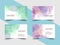 Business card set with watercolour design. Flat simple design of business card, soft and pastel colored.