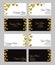 Business card template or visiting card set with golden foil heart shape design.