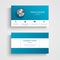 Business card in white blue color and strips template