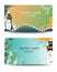 Business cards template in green colors with geometric ornament. Child text frame. Sea banner, template with lighthouse. Cartoon