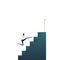Business career ambitions and aspirations vector concept. Woman running up stairs. Symbol of professional growth