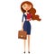 Business carroty lady . Office worker. Woman secretary. Vector f