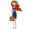 Business carroty woman with glasses. Office worker is ready to w