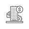 Business center, bank, financial institution line icon.