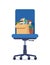 Business chair with box with office things. Dismissed. Fired from job. Vector illustration