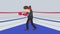 Business chance and success concept. Fighting in boxing ring. Businessman wearing boxing gloves. Sparring fight. Loop animation.