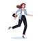 Business character with briefcase running. Business woman rushing i