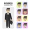 Business character. Different emotions faces, profile pictures flat icons, avatars s. Trendy beard and glasses