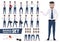 Business character vector set with male businessman in presentation pose