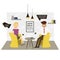 Business characters drink coffee in modern office. Modern office scene. Vector Illustration