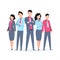 Business characters team work. Office people corporate employee cartoon teamwork communication. Flat business team