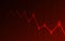 Business chart with downtrend line graph and stock numbers in stock market on red color background