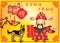 Business Chinese greeting card for print, designed for the celebration of the New Year of the Earth Dog