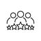 Business client line icon. Team and 5 stars symbol