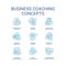 Business coaching turquoise concept icons set