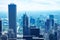 Business colors panorama of Chicago downtown view