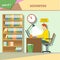 Business company roles situation infographics with accountant at work