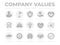 Business Company Values Round Gray Icon Set. Integrity, Leadership, Boldness, Value, Respect, Quality, Teamwork, Positivity,