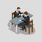 Business competition arm wrestling flat 3d isometric vector