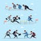 Business competition flat illustrations set isolated on blue background