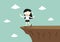 Business concept, Blindfolded businessman is walking to the cliff.