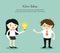 Business concept, Business woman give her idea to businessman. Vector illustration.