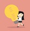 Business concept, Business woman holding bulb light with the word big idea.