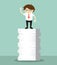 Business concept, Businessman is standing on the tops of papers.