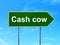 Business concept: Cash Cow on road sign background