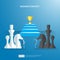 Business concept for competition strategy. winning success planning illustration with chess figure and businessman character.