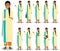 Business concept. Detailed illustration of indian businesswoman standing in different positions in flat style isolated