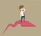 Business concept in growth economic or financial situation. businessman riding on rising arrow graphs