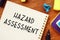 Business concept about HAZARD ASSESSMENT question marks with inscription on the sheet