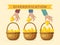 Business concept illustrations of diversification. Golden eggs in different baskets