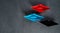 Business Concept, Paper Boat, the key opinion Leader, the concept of influence.Red.blue and black paper boat as the