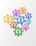 Business concept of teamwork strategy on abstract background with gears, flat style business network mechanism with people icons.