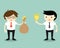 Business concept, Two businessmen give idea and money for exchange. Vector illustration.