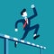 Business concept vector illustration businessman jumping over hurdle race