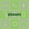 Business concept. word pleasure . Icon and button set