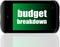 Business concept. words Budget breakdown . Detailed modern smartphone