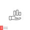 Business Concepts Equity stake line icon. Hand holding graph or chart diagram symbol