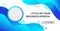 Business conference banner template. Vector abstract background with liquid blue shapes. Event promo for social media