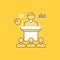 Business, conference, convention, presentation, seminar Flat Line Filled Icon. Beautiful Logo button over yellow background for UI