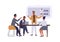 Business conference flat vector illustration. Boss and employees discussing project isolated cartoon characters on white
