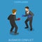 Business conflict businessmen boxing flat isometric vector 3d