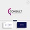 Business Consult logo template with business card vector isolated