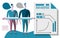 Business consulting illustration. Business coaches and infographic. The analysis of the statistics concept. Modern flat vector ba
