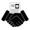 Business contract icon. Handshake, partners, paper document with dollar sign. Business concept partnership, trust.