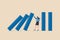 Business crisis management  risk protection  insurance or help and support company avoiding dominos effect in economic crisis