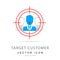 Business Customer targeting line icon. Marketing target strategy symbol, Target Audience